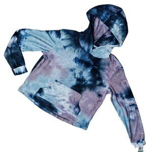 Soft Long Sleeve Tie Dye Hoodie Size L Blue Purple Wallflower Hippie Boho